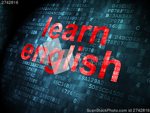 Image of Education concept: Learn English on digital background