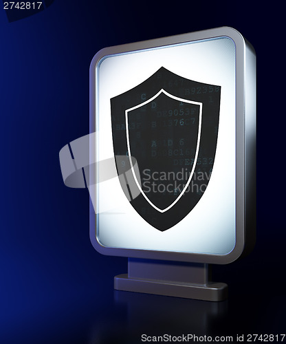 Image of Privacy concept: Shield on billboard background