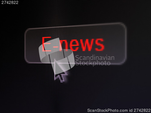 Image of News concept: E-news on digital button background