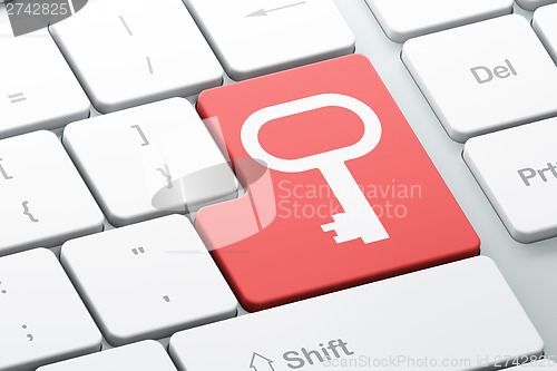 Image of Privacy concept: Key on computer keyboard background