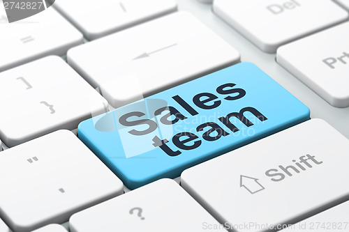 Image of Marketing concept: Sales Team on computer keyboard background