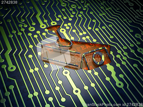 Image of Safety concept: Cctv Camera on circuit board background