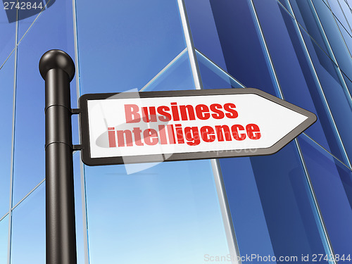 Image of Business concept: Business Intelligence on Building background