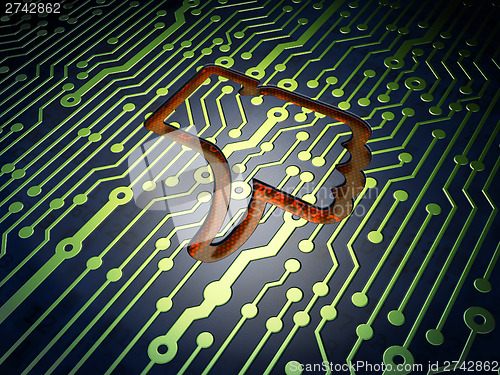 Image of Social media concept: Unlike on circuit board background