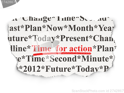 Image of Timeline concept: Time for Action on Paper background