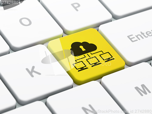 Image of Protection concept: Cloud Network on computer keyboard backgroun