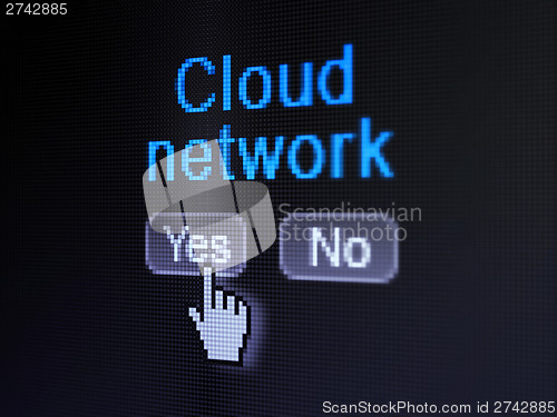 Image of Cloud technology concept: Cloud Network on digital computer scre