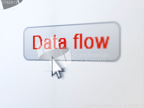 Image of Data concept: Data Flow on digital button background