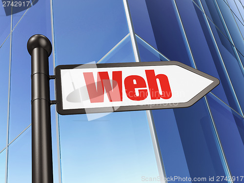 Image of Web development concept: Web on Building background