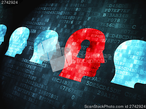 Image of Finance concept: Head Whis Keyhole on digital background