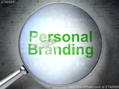 Image of Marketing concept: Personal Branding with optical glass
