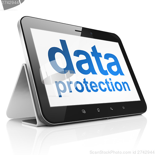 Image of Protection concept: Data Protection on tablet pc computer
