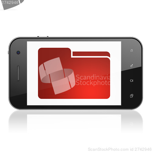 Image of Finance concept: Folder on smartphone