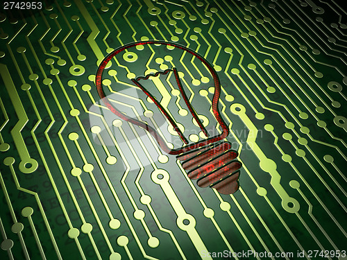 Image of Business concept: Light Bulb on circuit board background