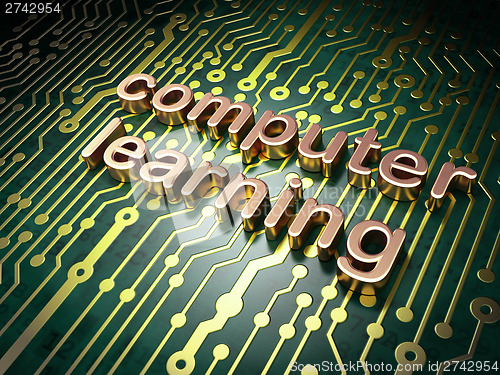 Image of Education concept: Computer Learning on circuit board background