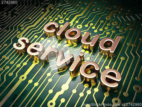 Image of Cloud technology concept: Cloud Service on circuit board backgro