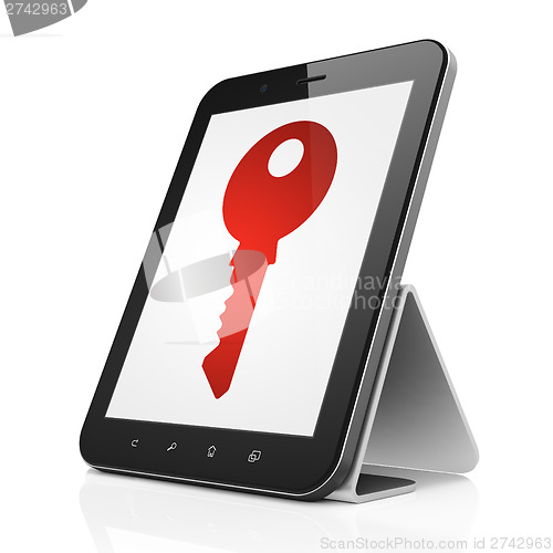 Image of Privacy concept: Key on tablet pc computer