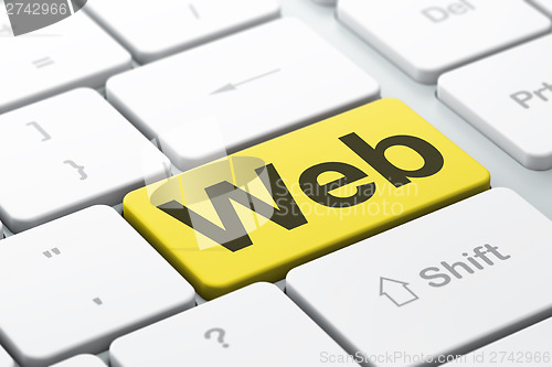 Image of SEO web design concept: Web on computer keyboard background