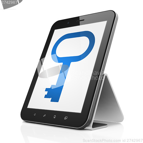 Image of Safety concept: Key on tablet pc computer