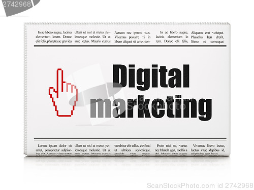 Image of Advertising news concept: newspaper with Digital Marketing and M