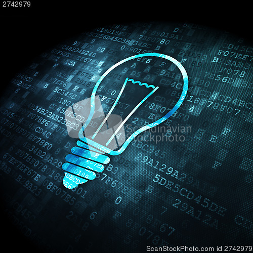 Image of Finance concept: Light Bulb on digital background