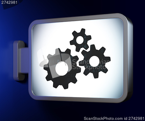 Image of Web design concept: Gears on billboard background