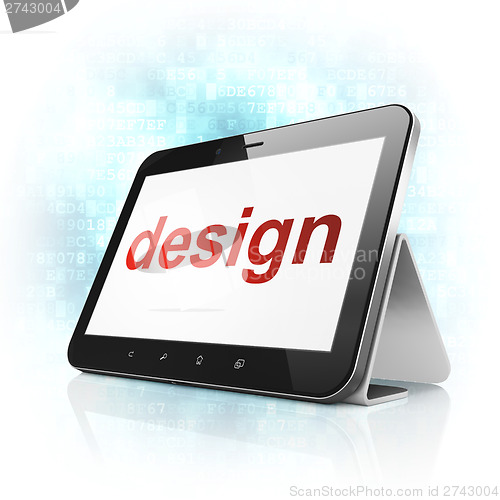Image of Marketing concept: Design on tablet pc computer