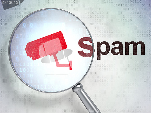 Image of Protection concept: Cctv Camera and Spam with optical glass
