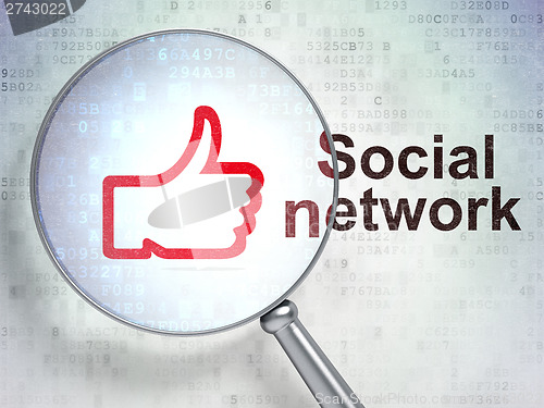 Image of Social network concept: Like and Social Network with optical gla