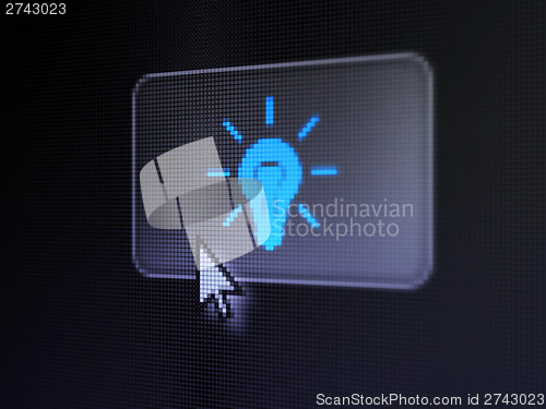 Image of Finance concept: Light Bulb on digital button background