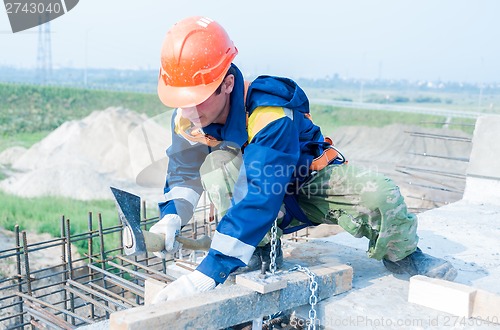 Image of Worker on bridge construction