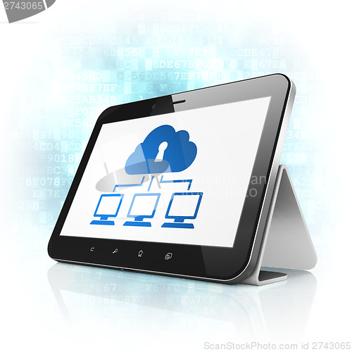 Image of Privacy concept: Cloud Network on tablet pc computer
