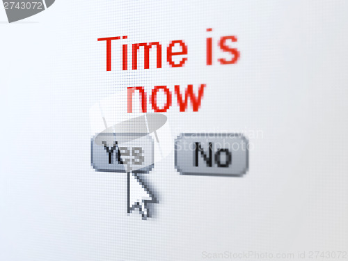 Image of Time concept: Time is Now on digital computer screen