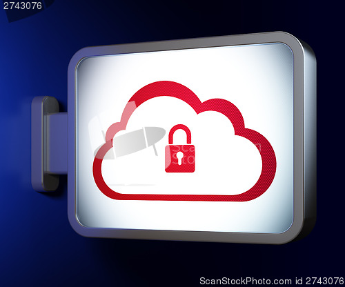 Image of Cloud technology concept: Cloud With Padlock on billboard backgr