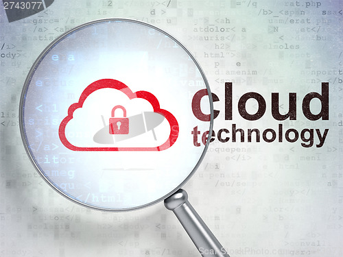 Image of Cloud networking concept: Cloud With Padlock and Cloud Technolog