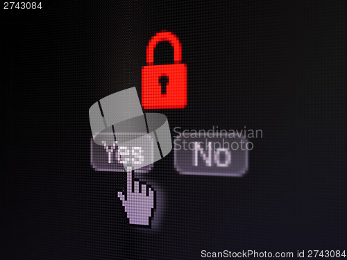 Image of Privacy concept: Closed Padlock on digital computer screen