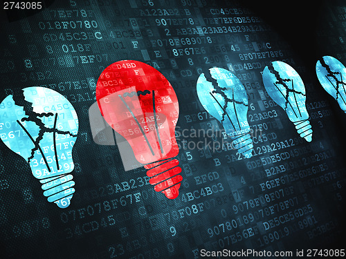 Image of Business concept: Lightbulb on digital background