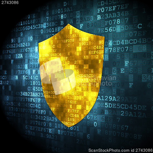 Image of Privacy concept: Shield on digital background
