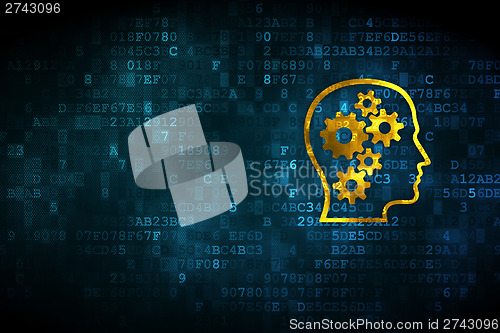 Image of Business concept: Head With Gears on digital background
