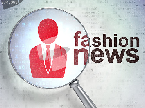 Image of News concept: Business Man and Fashion News with optical glass