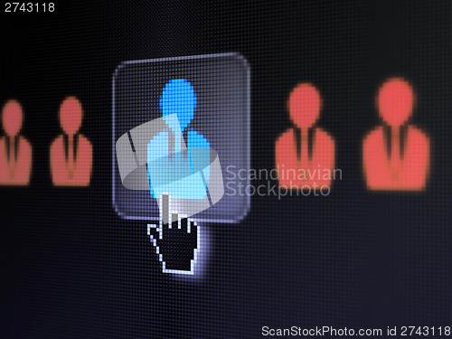 Image of Finance concept: Business Man on digital computer screen