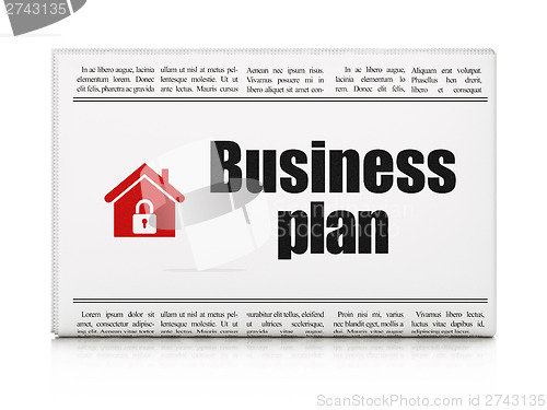 Image of Finance news concept: newspaper with Business Plan and Home