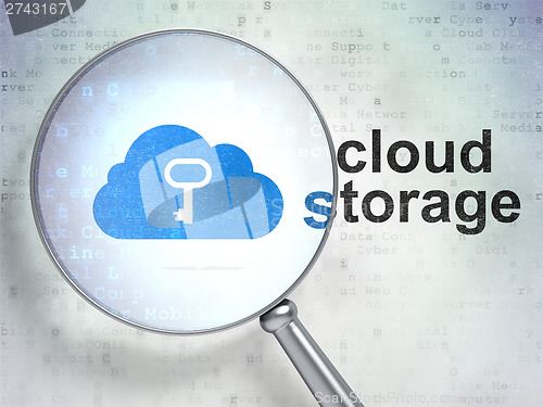 Image of Cloud computing concept: Cloud With Key and Cloud Storage with o