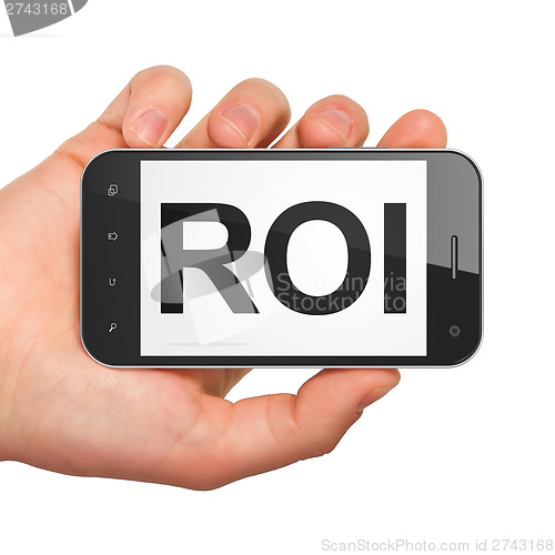 Image of Finance concept: ROI on smartphone