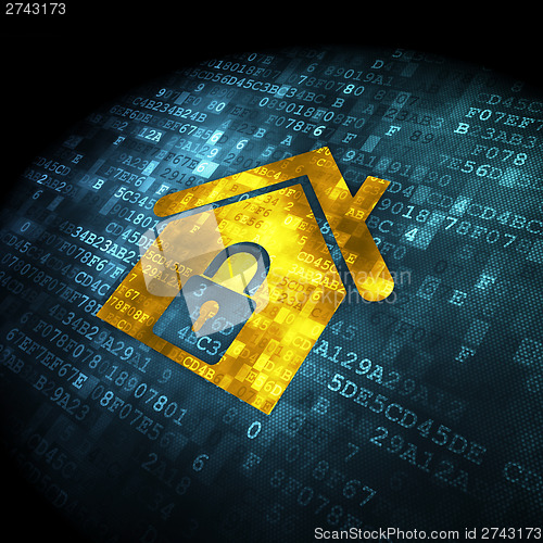 Image of Safety concept: Home on digital background
