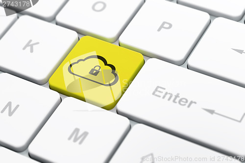 Image of Cloud computing concept: Cloud With Padlock on computer keyboard