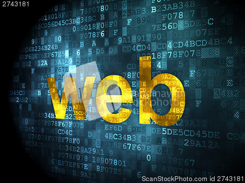 Image of SEO web development concept: Web on digital background
