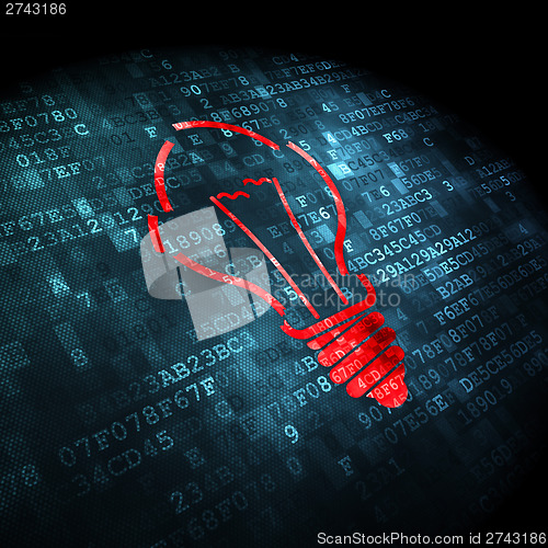 Image of Finance concept: Light Bulb on digital background