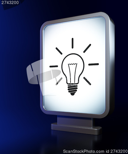 Image of Business concept: Light Bulb on billboard background