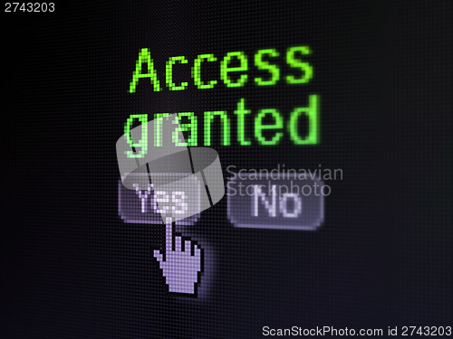 Image of Security concept: Access Granted on digital computer screen